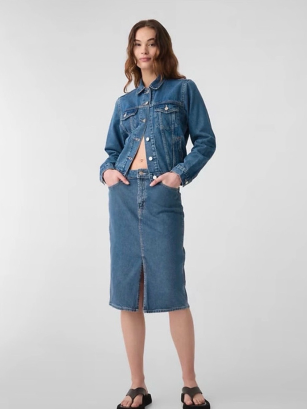 GAP midi denim pencil skirt